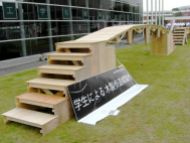学生による木製歩道橋製作